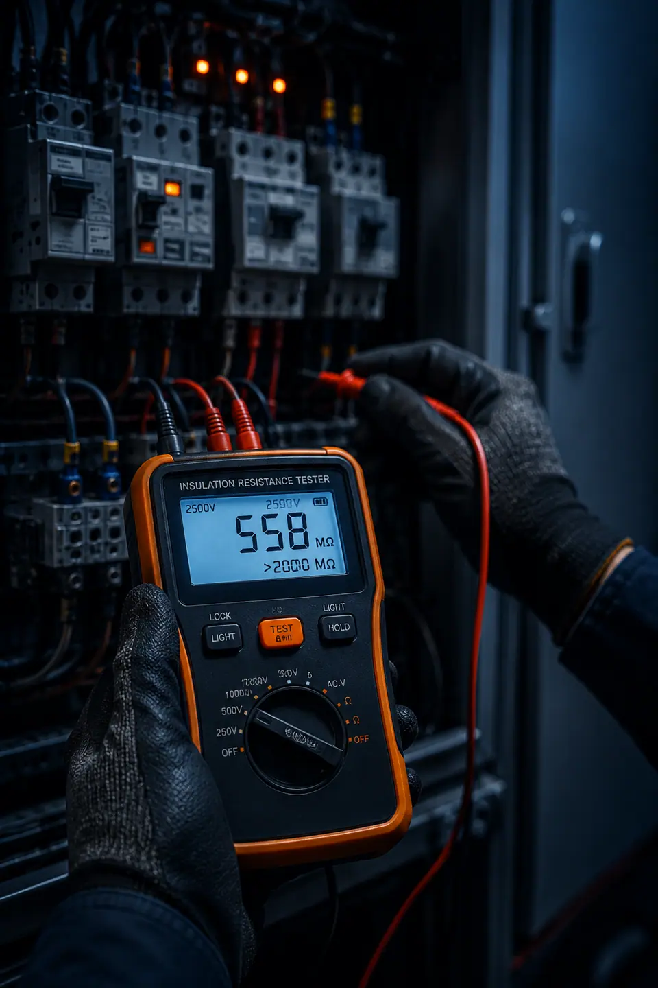 Painéis elétricos industriais em sala técnica